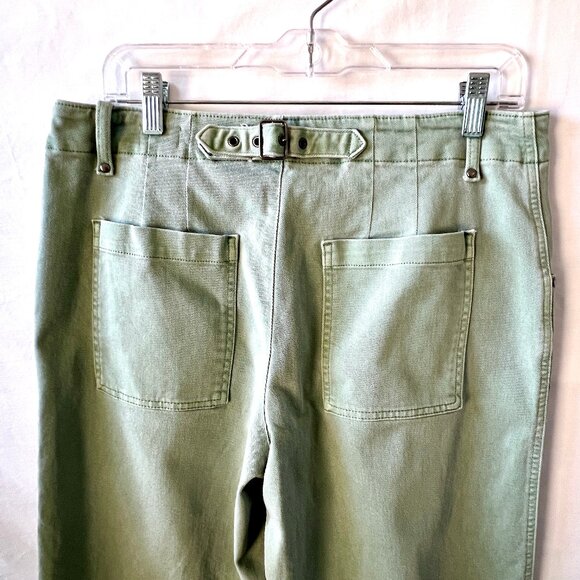 Gap High Rise Button Fly Wide-leg Crop Pants, Ashbury Green, Size 12, EUC - Picture 7 of 14
